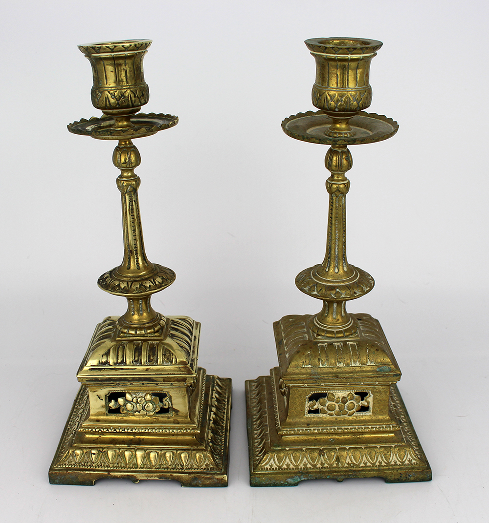 Pair of Ornate Brass Candlesticks