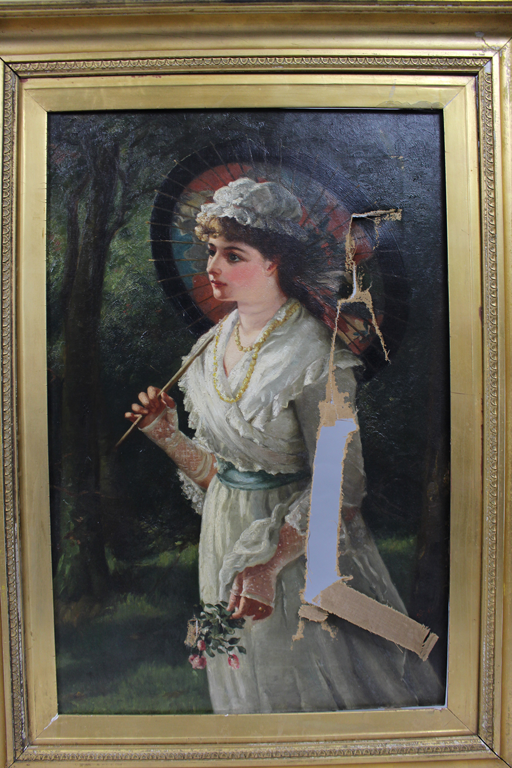 Beatrice Offor Victorian Bride Oil on Canvas Damaged - Image 2 of 8