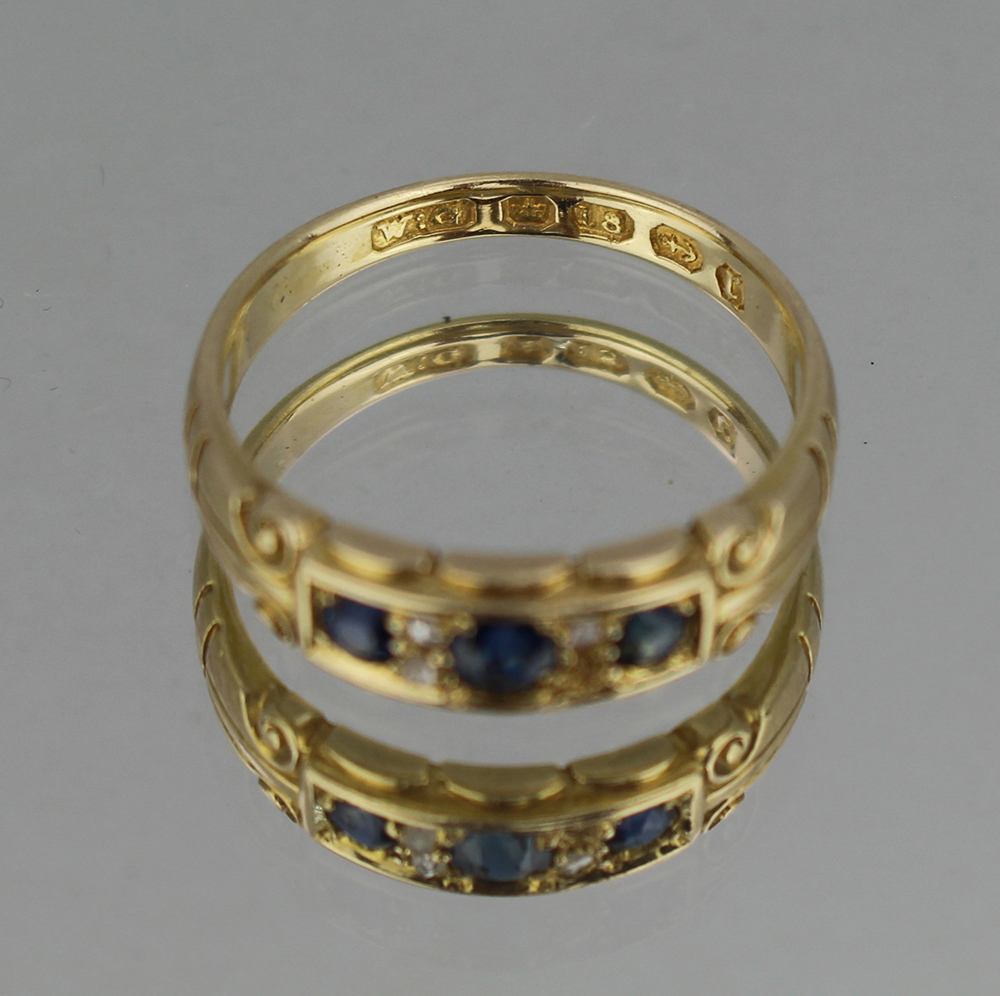 Vintage Sapphire & Diamond 18ct Gold Ring - Image 2 of 2