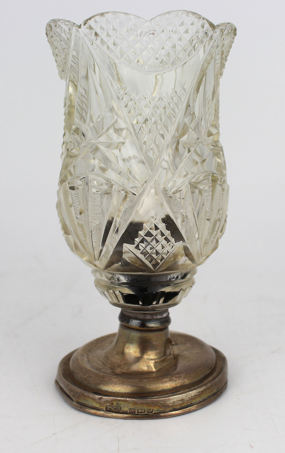 Antique Crystal & Silver Small Decorative Vase