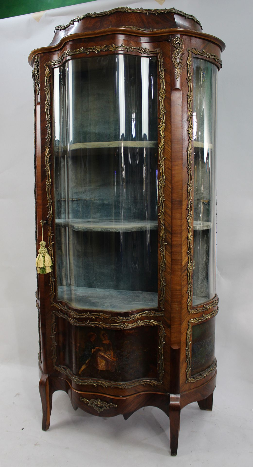 Antique French Serpentine Vernis Martin Display Cabinet - Image 10 of 12