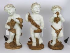 Set of 3 Vintage Painted Cherub Figures