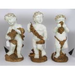 Set of 3 Vintage Painted Cherub Figures