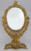 Ornate Vintage Brass Cherub Vanity Table Mirror