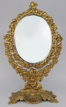 Ornate Vintage Brass Cherub Vanity Table Mirror