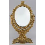 Ornate Vintage Brass Cherub Vanity Table Mirror