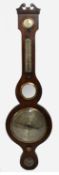 Regency English Brass Inlaid Aneroid Barometer