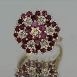 Vintage Ruby & Diamond 9ct Gold Cluster Ring