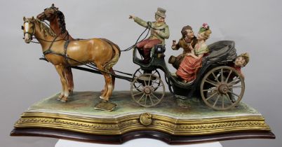 Large Capodimonte Figural Carriage Tableau by Bruno Merli
