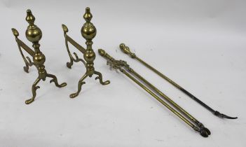 Antique Brass Fire Dogs & Irons