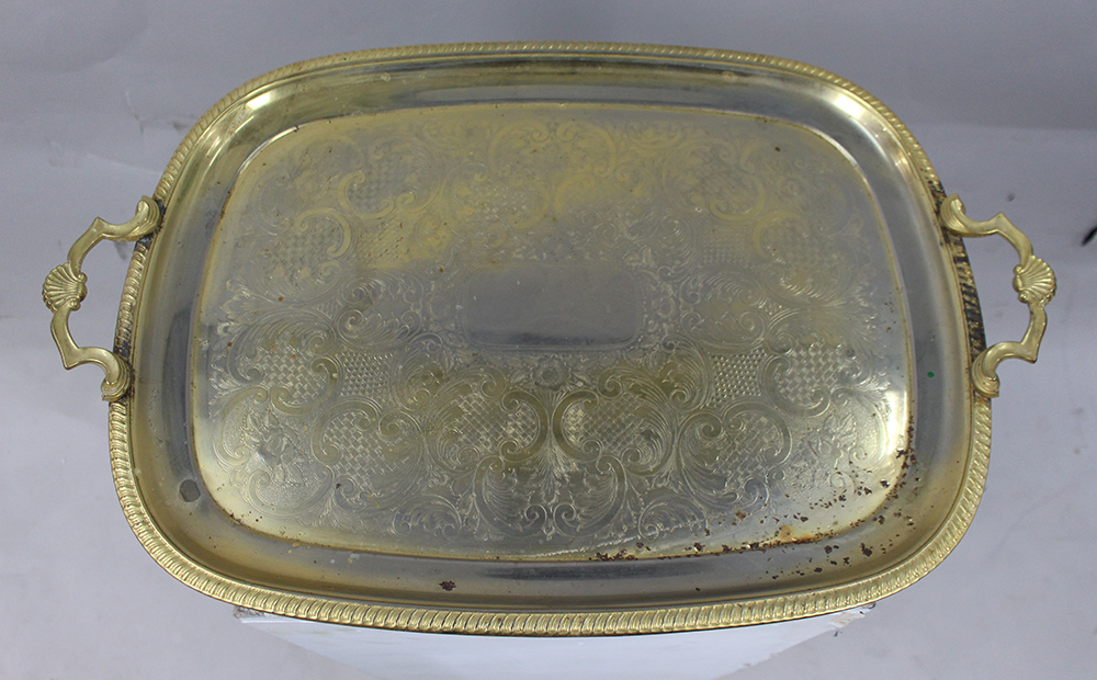 Large Vintage Gold Plated Tray - Image 2 of 4