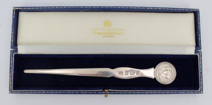 Mappin & Webb Solid Silver Royal Wedding Letter Opener Cased