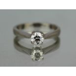 Round Brilliant Cut 0.53 Carat Diamond White Gold Ring