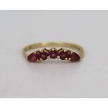 Vintage 5 Stone Amethyst 9ct Gold Ring