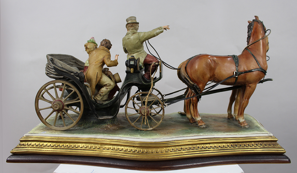 Large Capodimonte Figural Carriage Tableau by Bruno Merli - Image 11 of 15