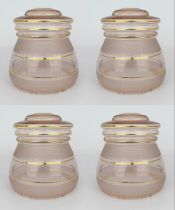 4 x Turned Pink Glass Lampshades