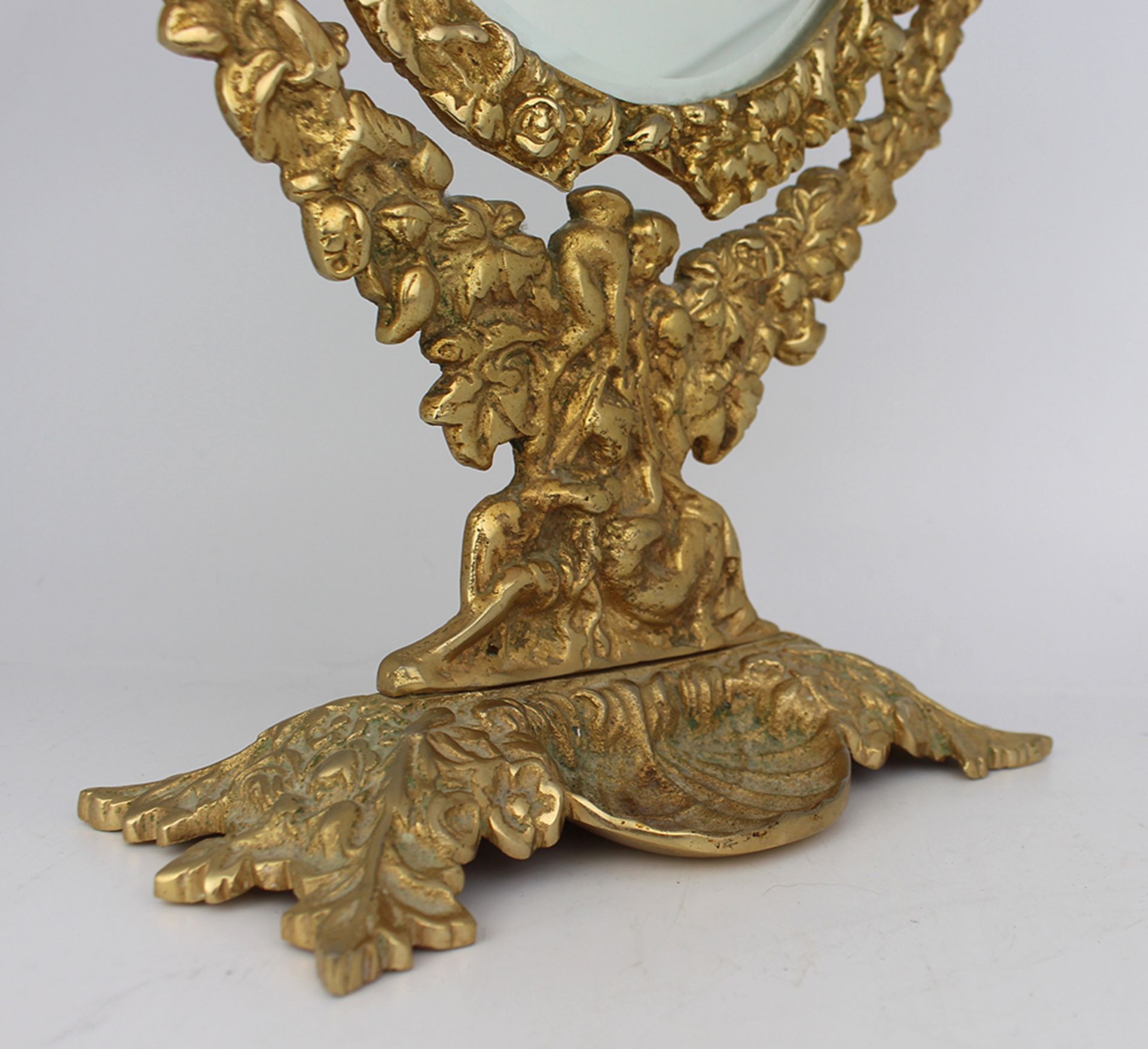 Ornate Vintage Brass Cherub Vanity Table Mirror - Image 5 of 6