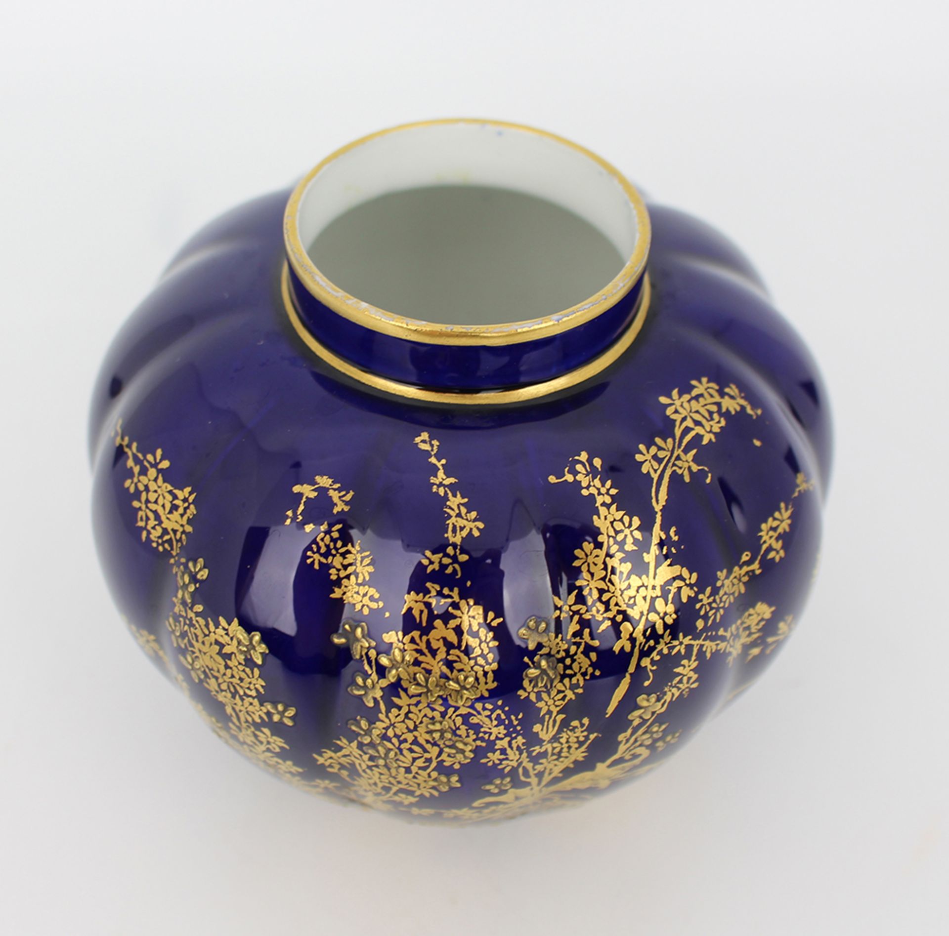 Late Victorian Royal Crown Derby Cobalt Blue & Gilded Vase - Image 3 of 4