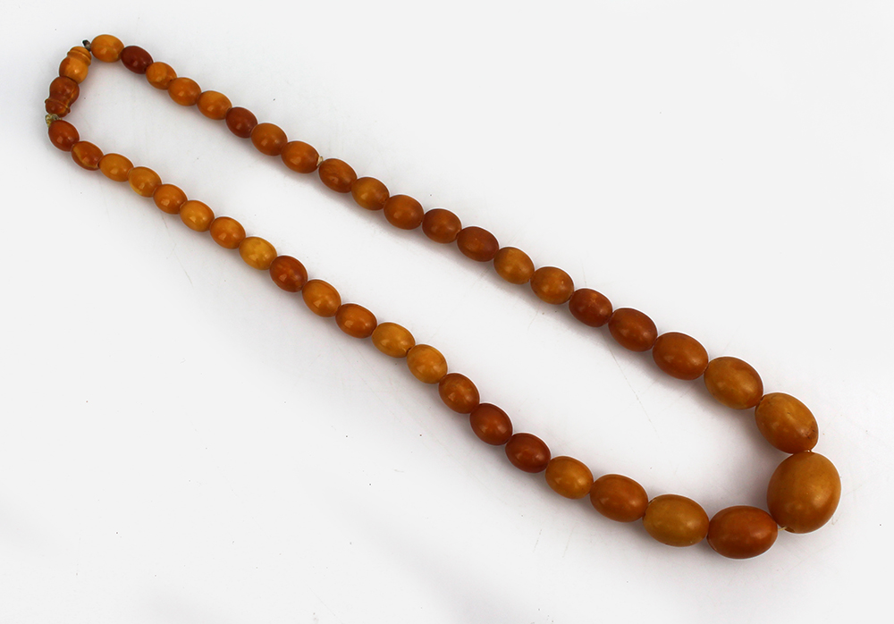 Antique Butterscotch Amber Bead Necklace