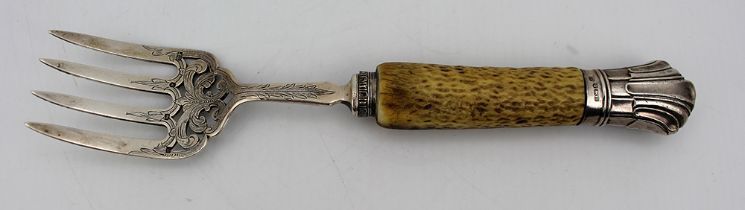 Victorian Solid Silver Bone Handled Bread Fork