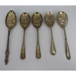 Set of 5 Silver Plated Berry Spoons