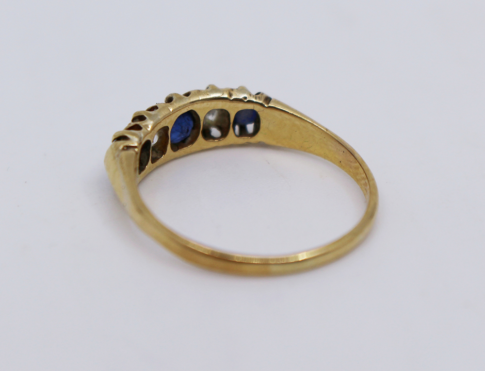 Five Stone Sapphire & Diamond 18ct Gold Ring - Image 5 of 5