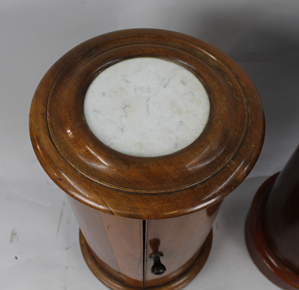 Pair of Victorian Marble Topped Cylindrical Mahogany Pot Cupboards - Image 4 of 13