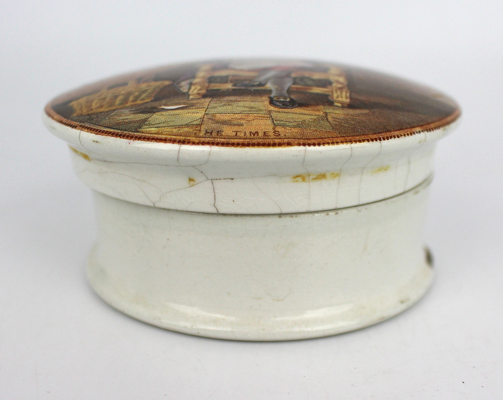 Antique Prattware The Times Pot Lid & Base - Image 2 of 4