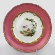 Fine Hand Painted 19th c. Pompadour Pink Cabinet Plate