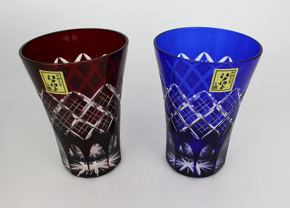 Pair of Kimoto Glassware Overlay Crystal Tumblers - Bild 2 aus 5