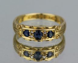 Vintage Sapphire & Diamond 18ct Gold Ring