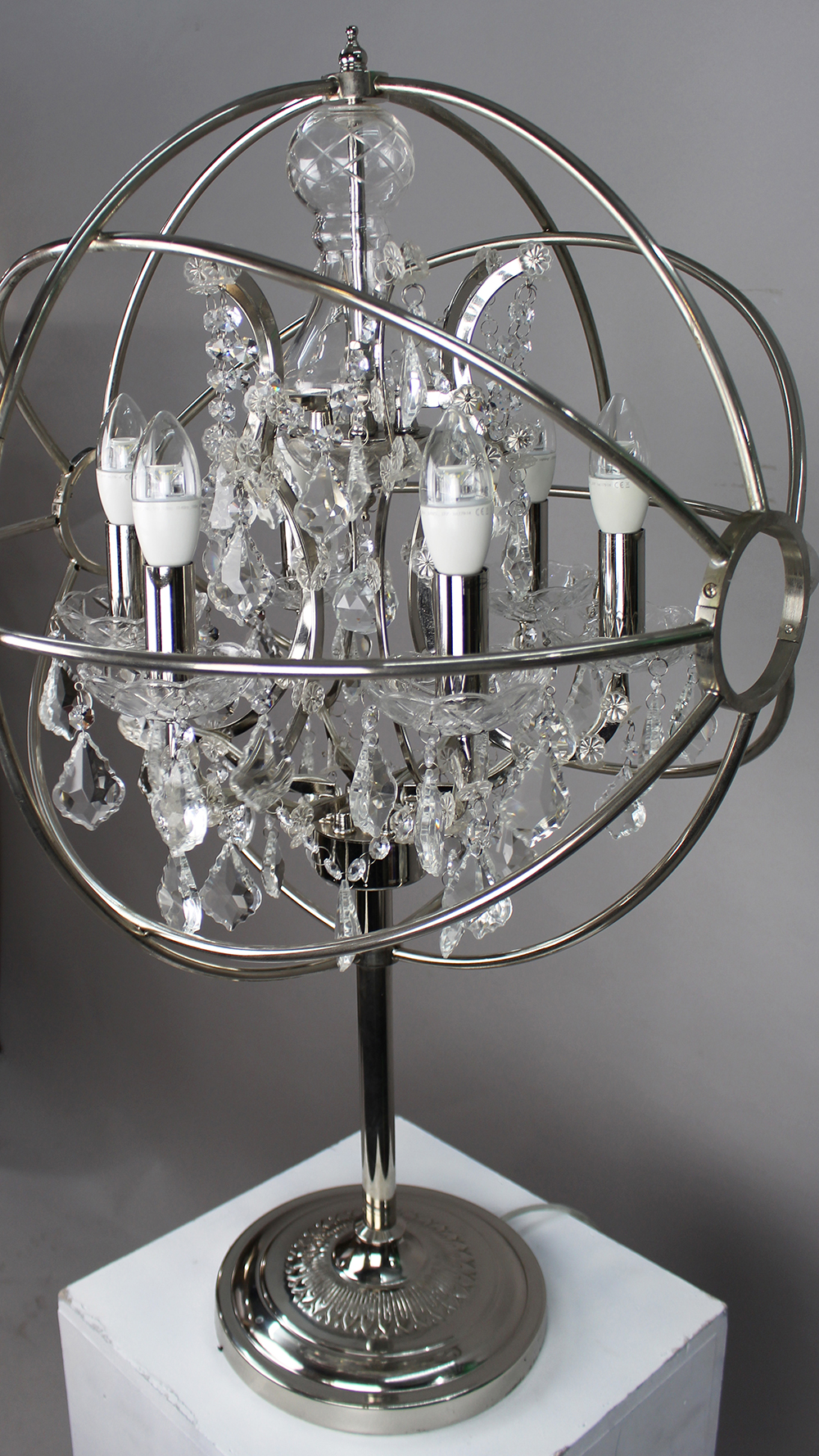 Timothy Oulton Gyro Crystal Metal Globe Table Lamp - Image 5 of 7