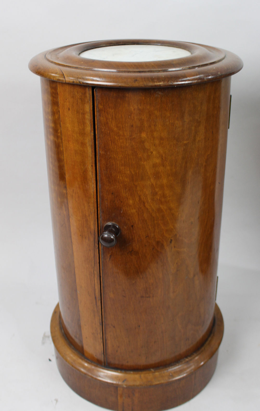 Pair of Victorian Marble Topped Cylindrical Mahogany Pot Cupboards - Image 6 of 13