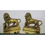 Pair of Vintage Bronze Lion Paperweights