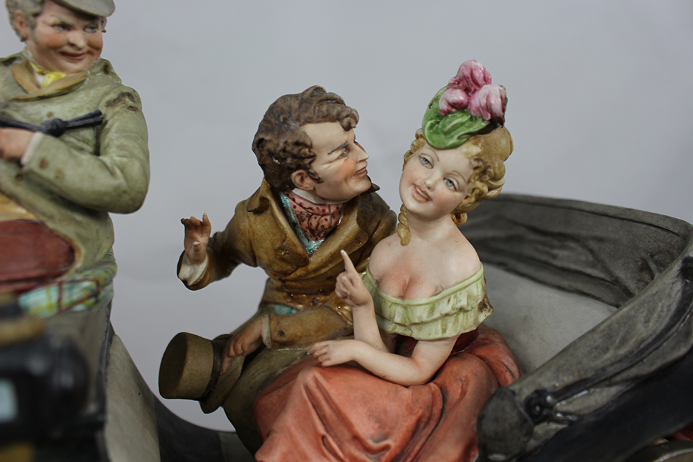 Large Capodimonte Figural Carriage Tableau by Bruno Merli - Image 8 of 15