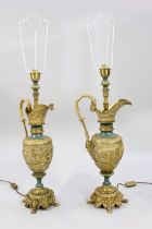 Pair of Antique Ormolu Ewer Form Table Lamps