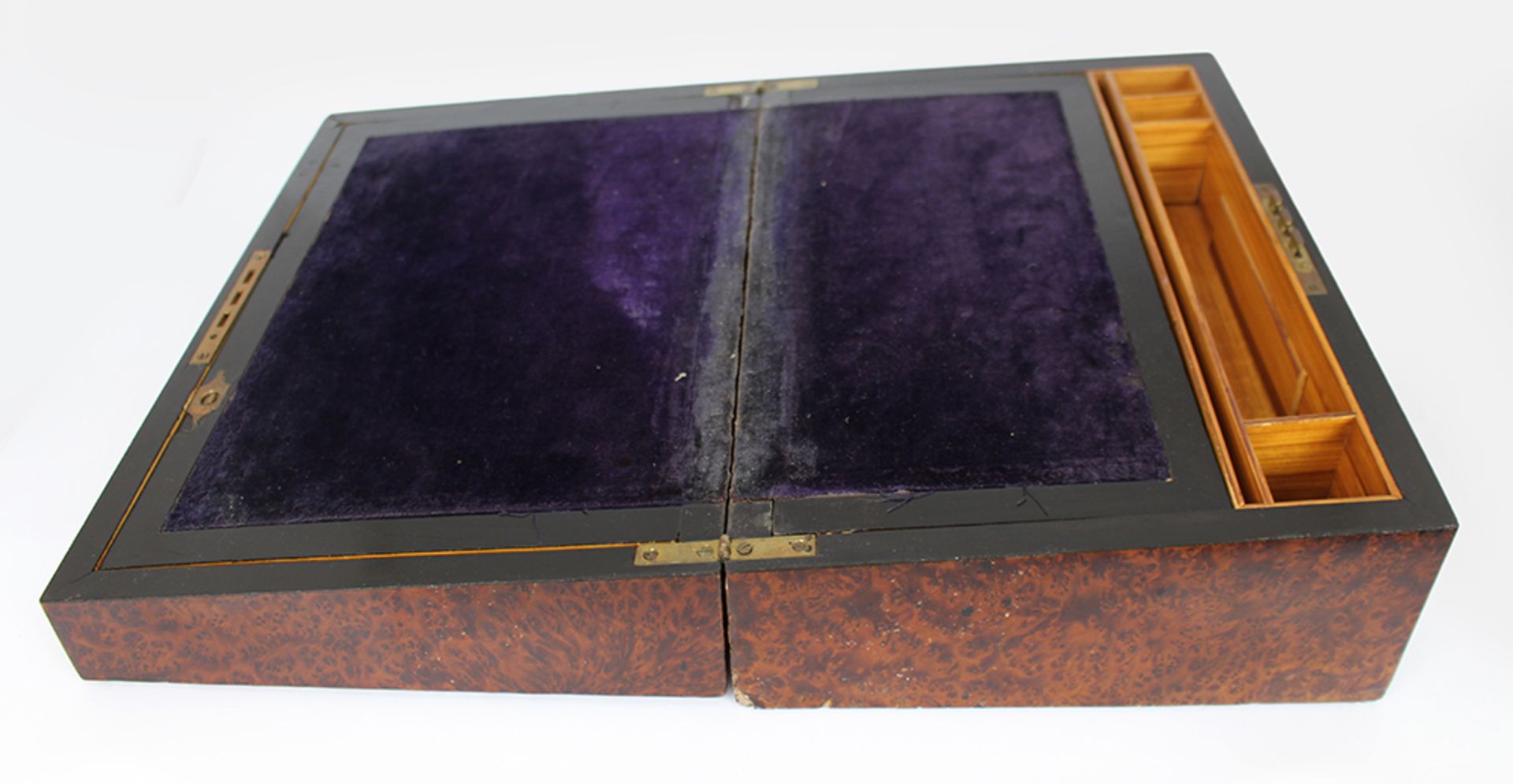 Regency Amboyna Silver Ebony & Abalone Inlaid Writing Box - Image 7 of 10