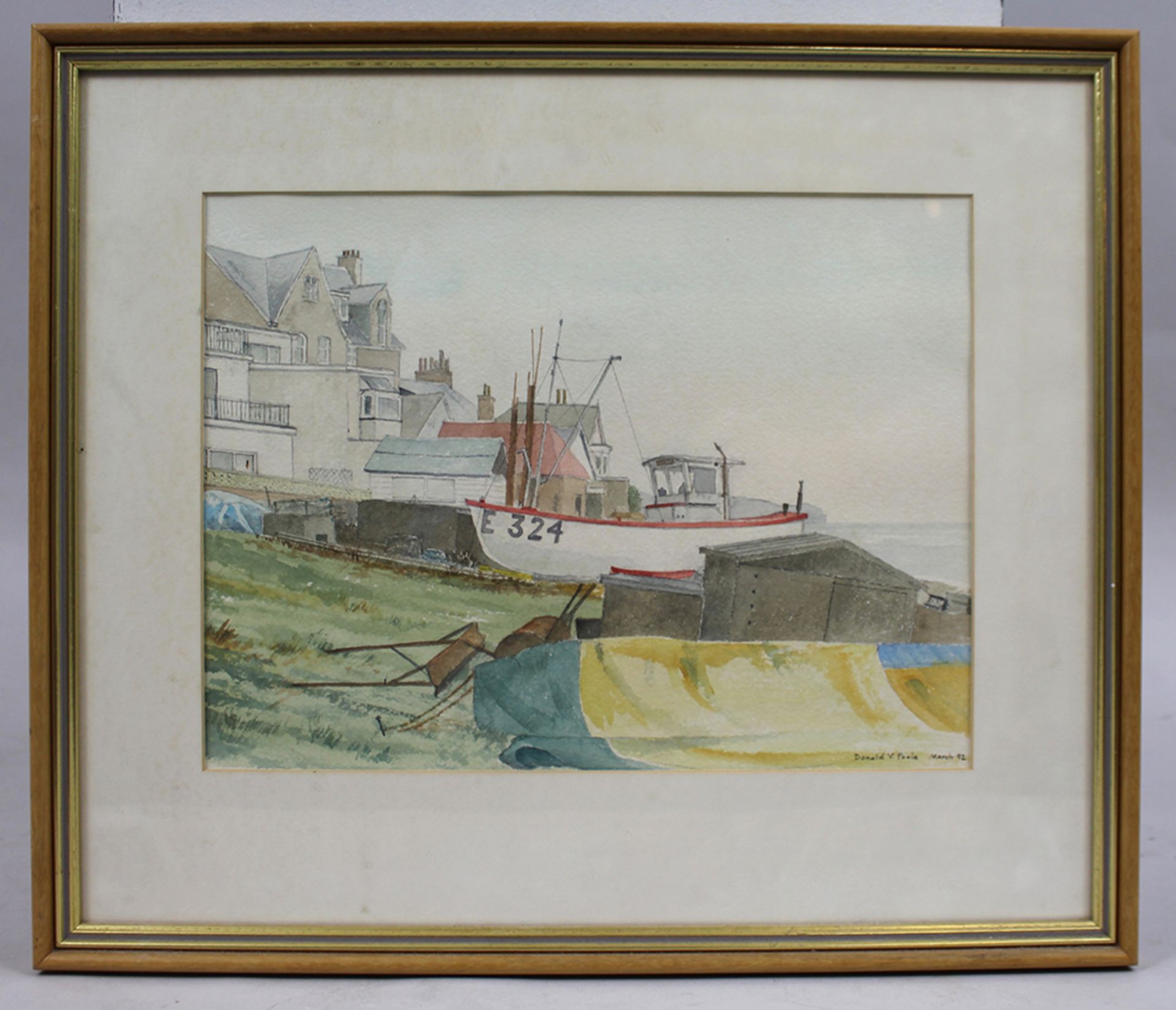Watercolour of Budleigh Salterton by Donald Poole
