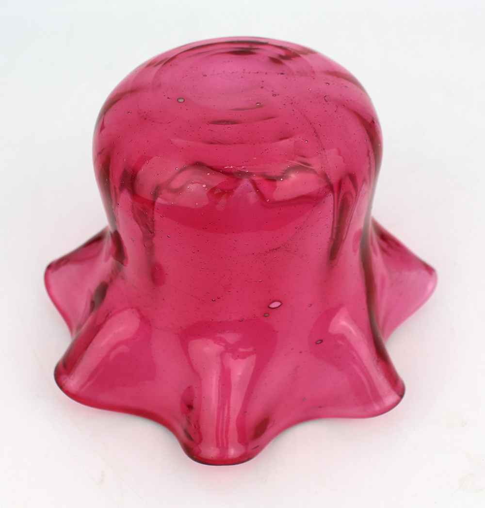 Antique Ruffled Edged Cranberry Glass Vase - Image 3 of 3