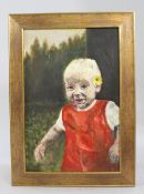 Child Oil on Canvas Set in Gilt Frame