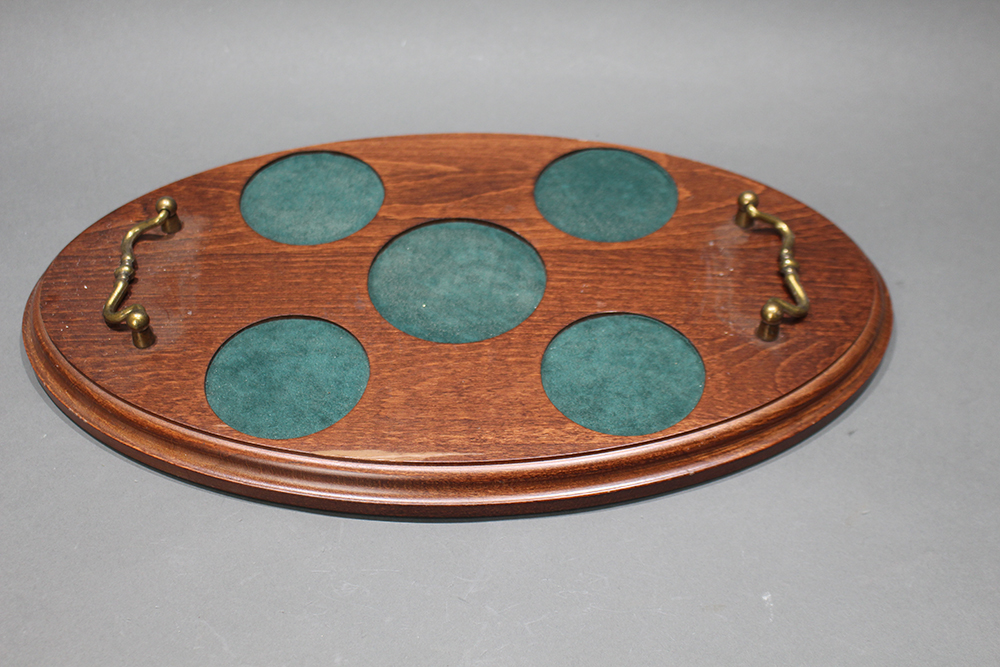 Oval Solid Mahogany Drinks Decanter & Glass Serving Tray - Bild 5 aus 6