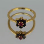 Vintage Ruby & Sapphire Cluster Ring