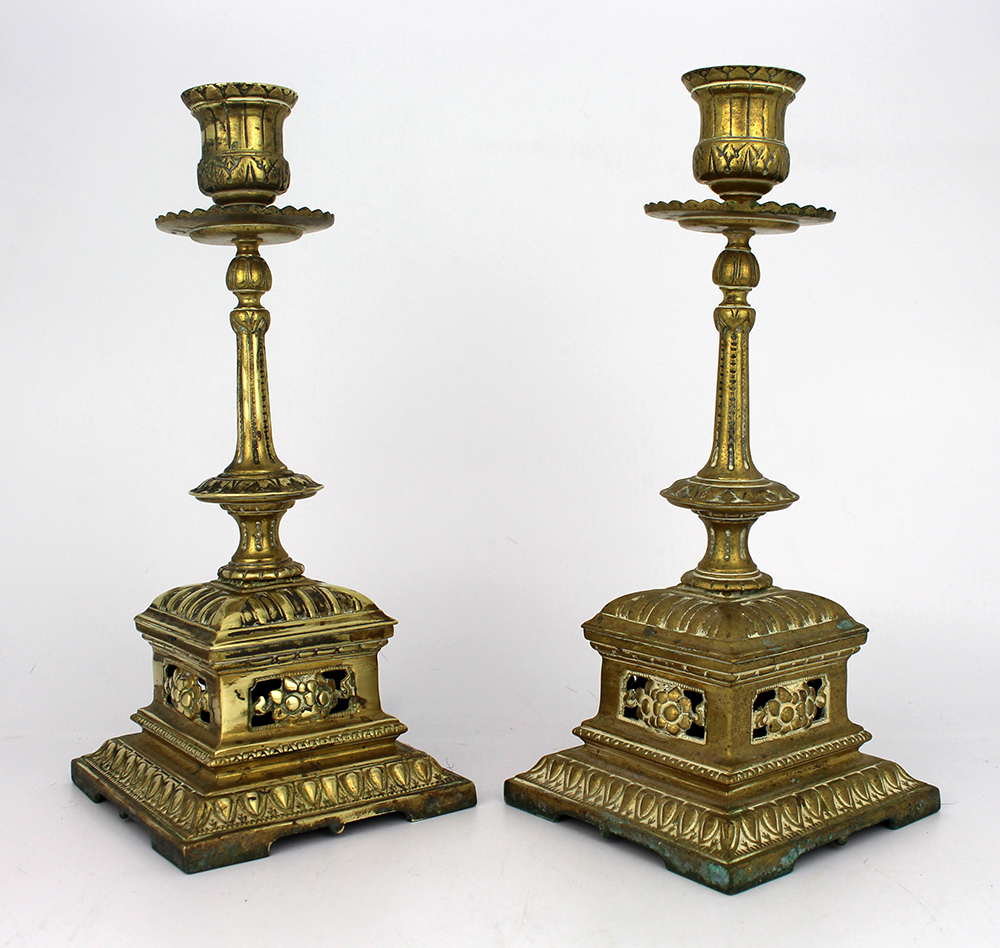 Pair of Ornate Brass Candlesticks - Image 3 of 4