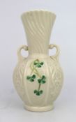 Irish Belleek Two Handled Vase c.1970