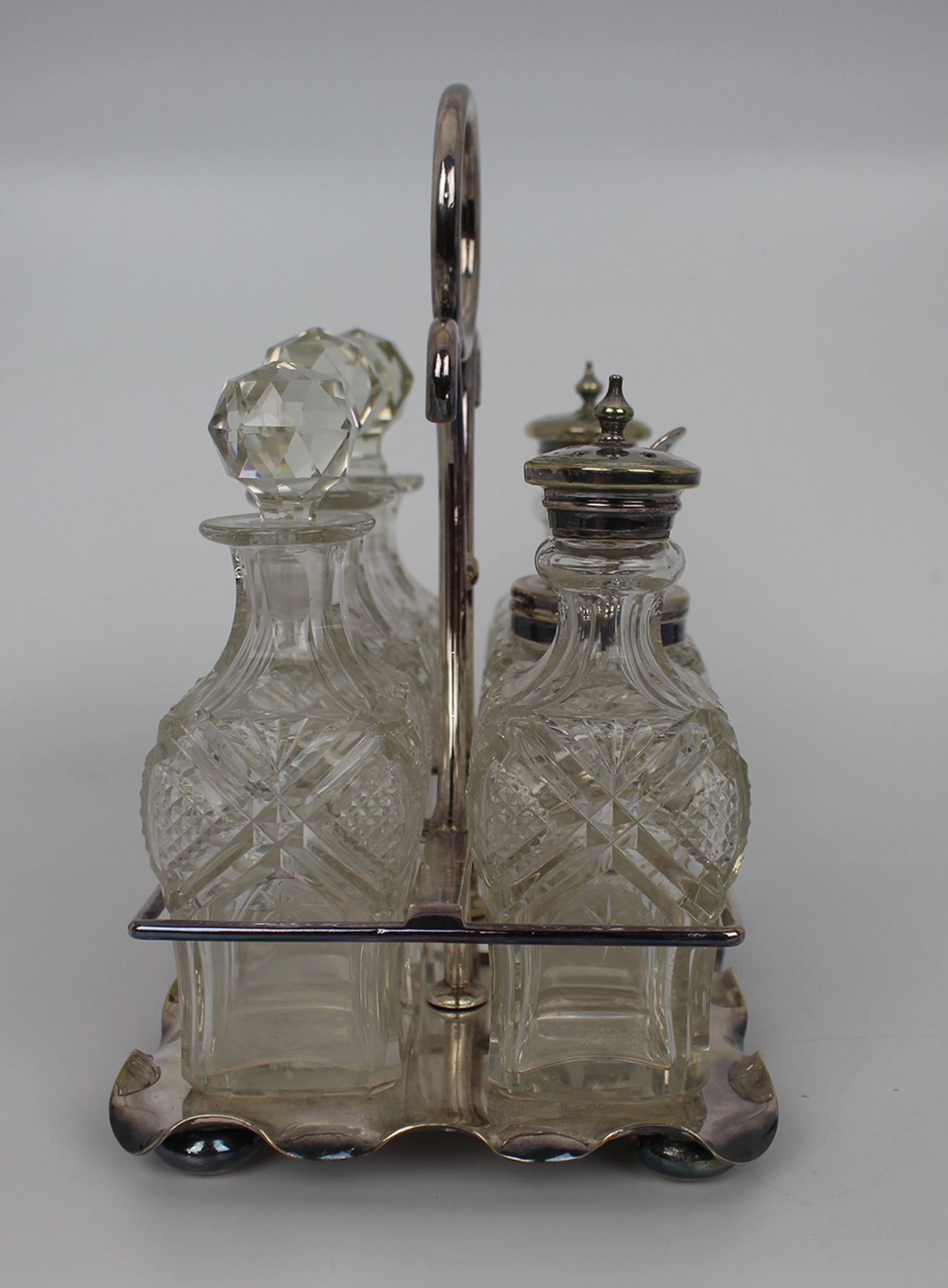 Fine Edwardian Silver Plated Crystal Cruet Set - Image 4 of 6