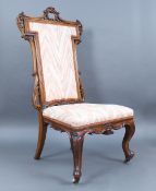 Antique Victorian Carved Walnut Upholstered Chair