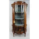 Antique French Serpentine Vernis Martin Display Cabinet