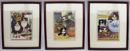 Set of 3 Linda Jane Smith Framed Cat Prints