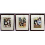 Set of 3 Linda Jane Smith Framed Cat Prints