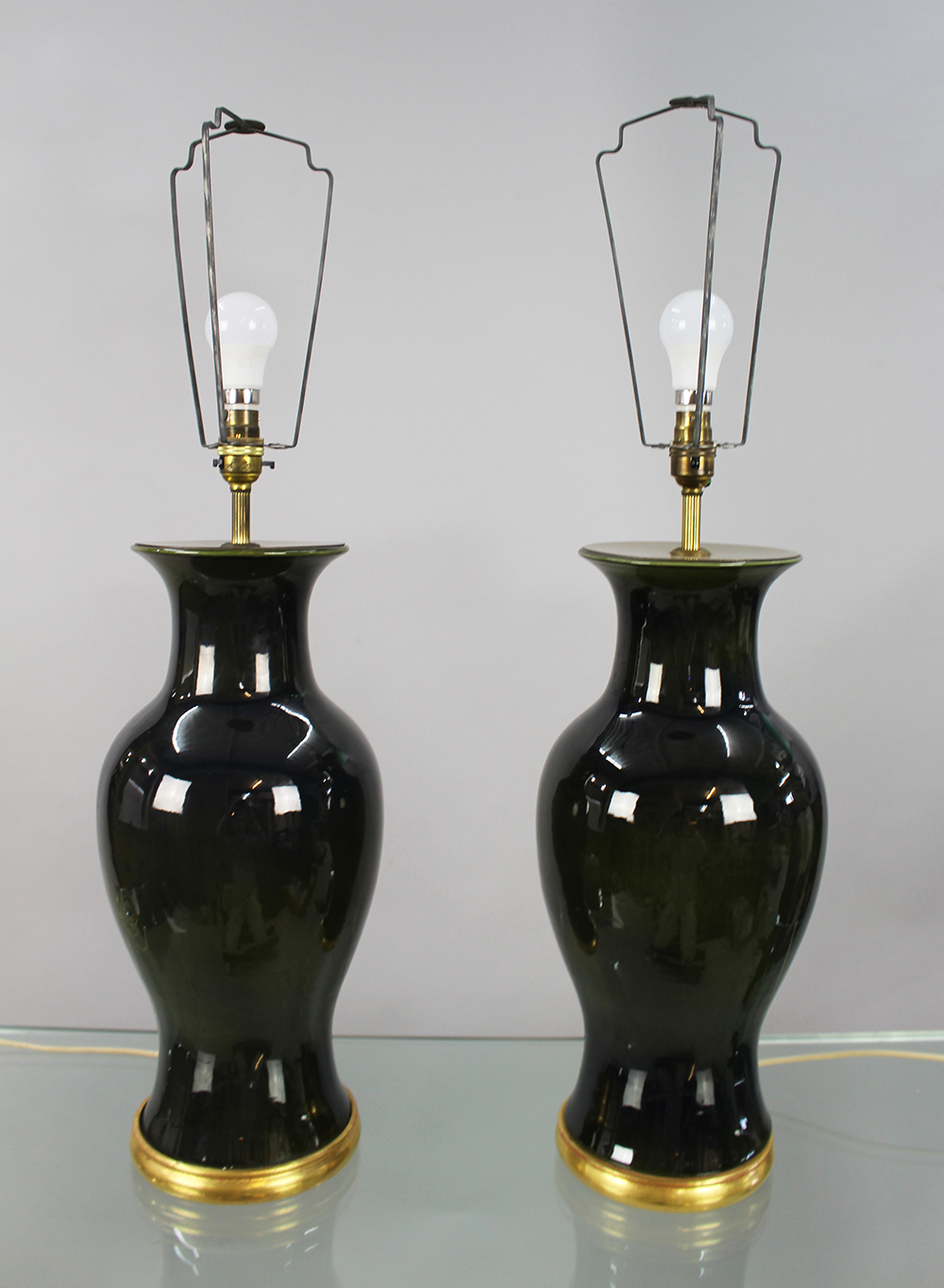Pair of Vintage Ceramic & Gilt Table Lamps